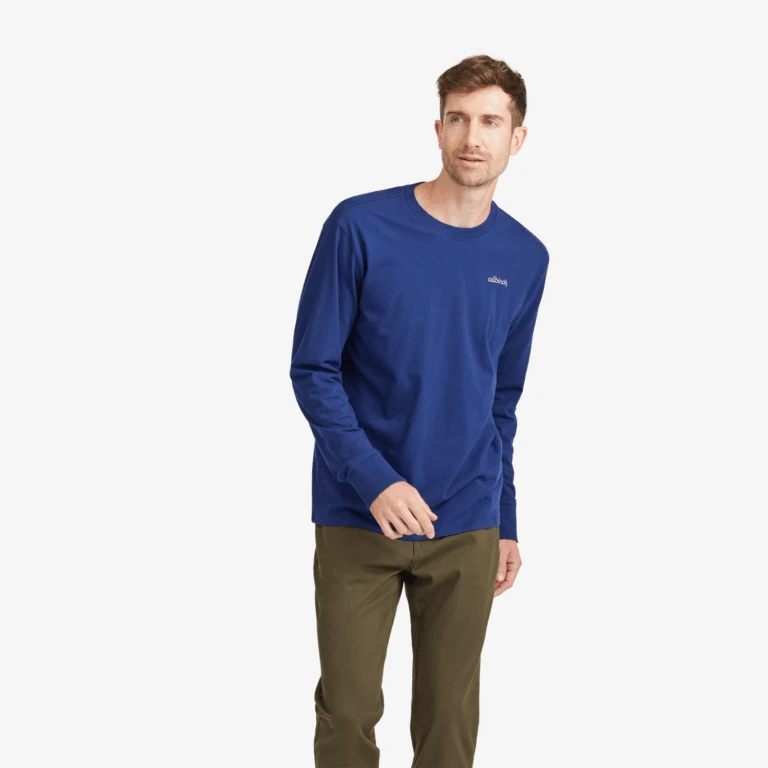 Men's Allgood Organic Cotton Long Sleeve Tee - Logo - Deep Navy