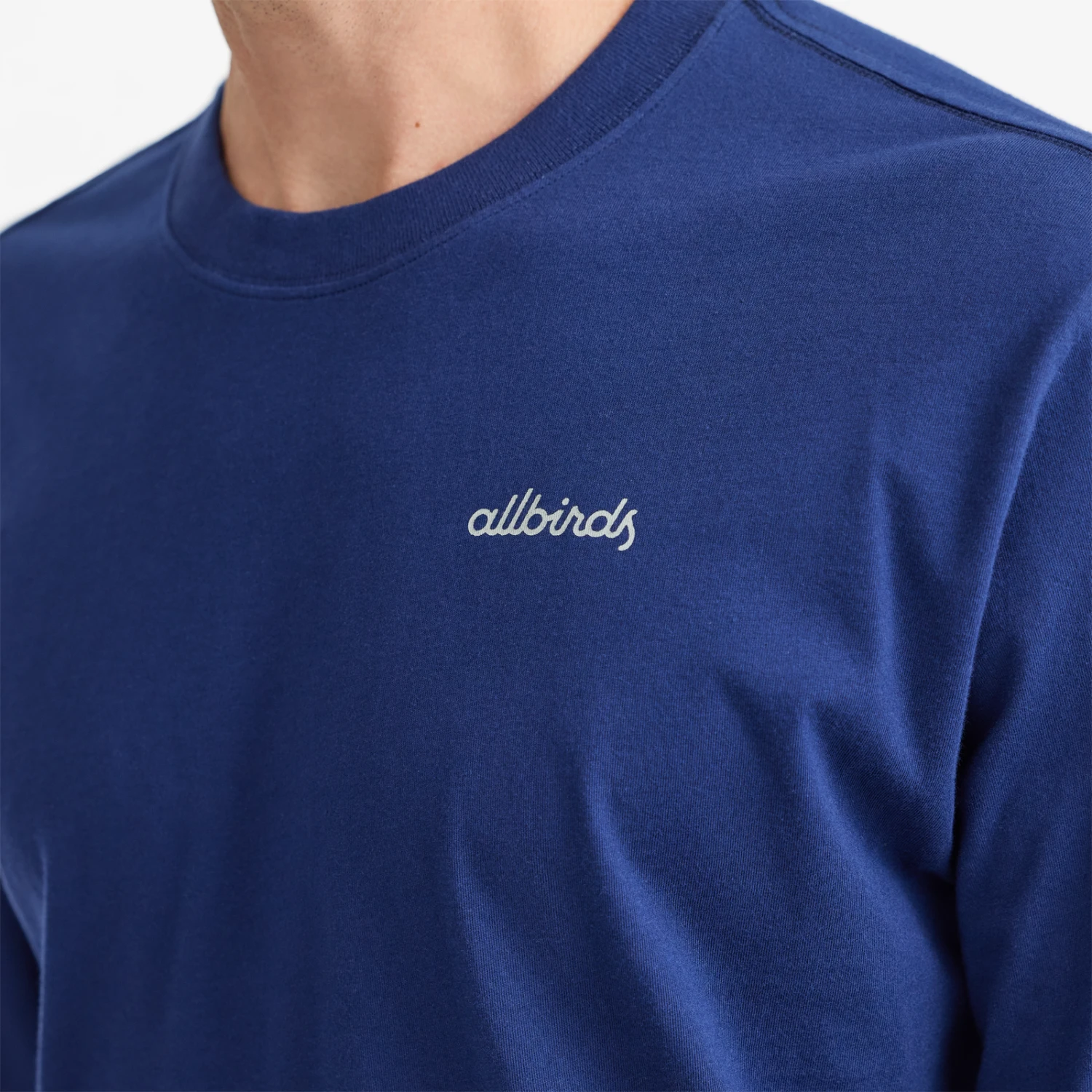 Men's Organic Cotton Long Sleeve Tee - Logo - Deep Navy 2 Men's Organic Cotton Long Sleeve Tee - Logo - Deep Navy - Image 2