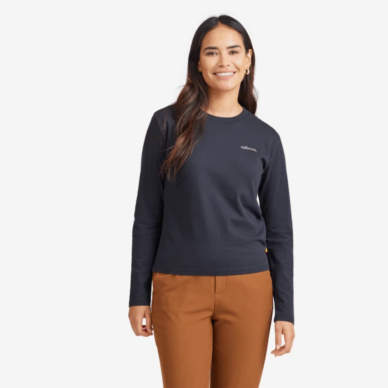 Women's Allgood Organic Cotton Long Sleeve Tee - Logo - Natural Black