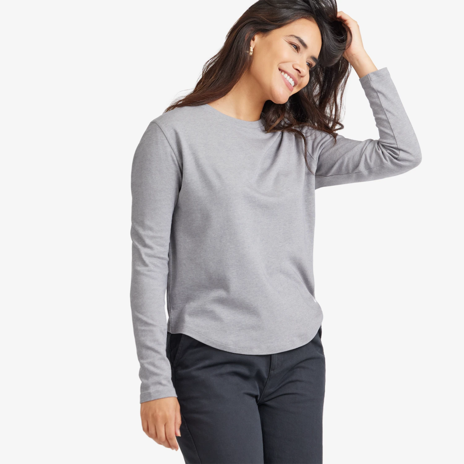 Women's Anytime Soft Merino Long Sleeve Tee - Medium Grey 2 Women's Anytime Soft Merino Long Sleeve Tee - Medium Grey - Image 2