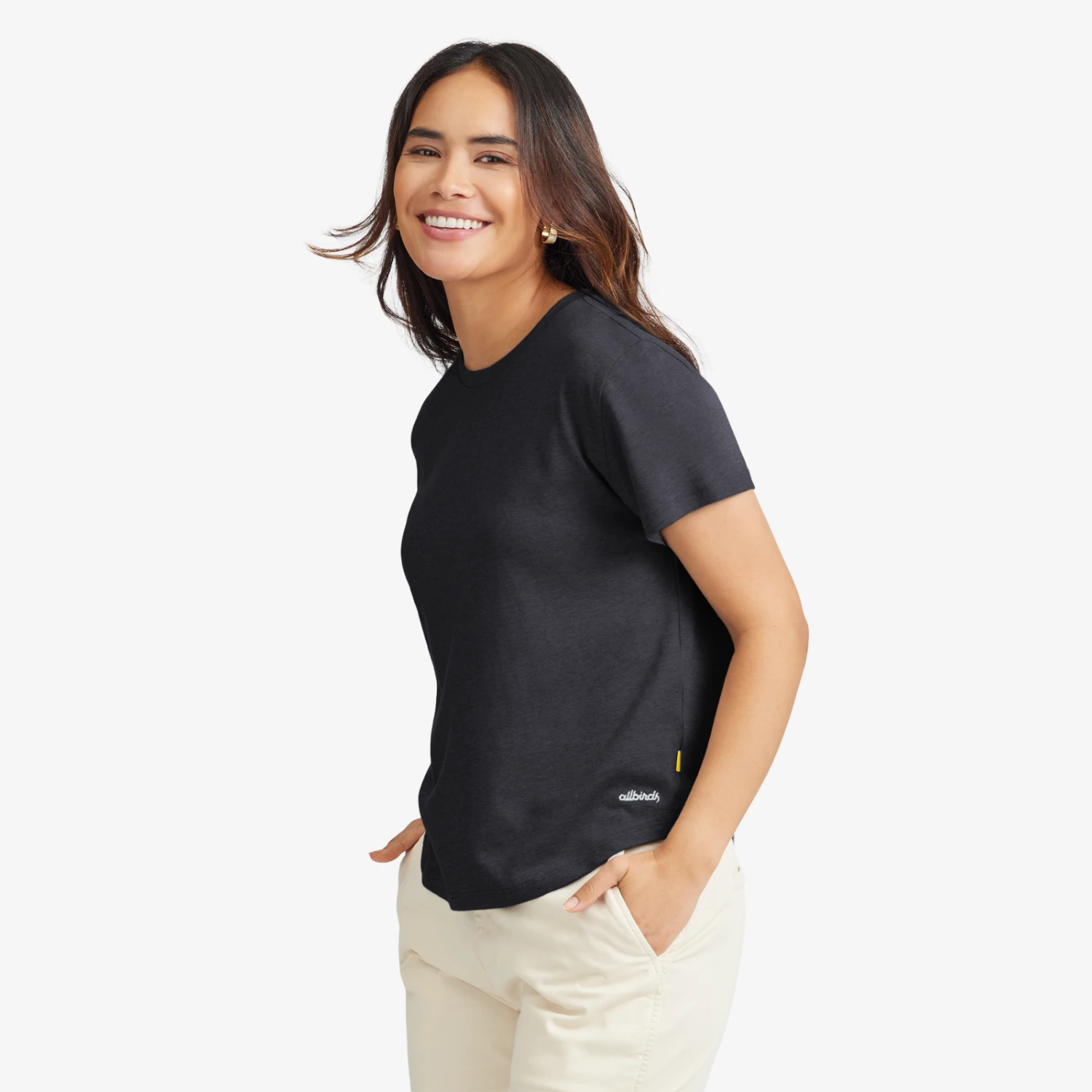 Women's Soft Merino Tee - Natural Black 2 Women's Soft Merino Tee - Natural Black - Image 2